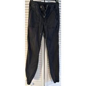 AE Black Stretch Waist Joggers - Elastic Cuffs & Drawstring